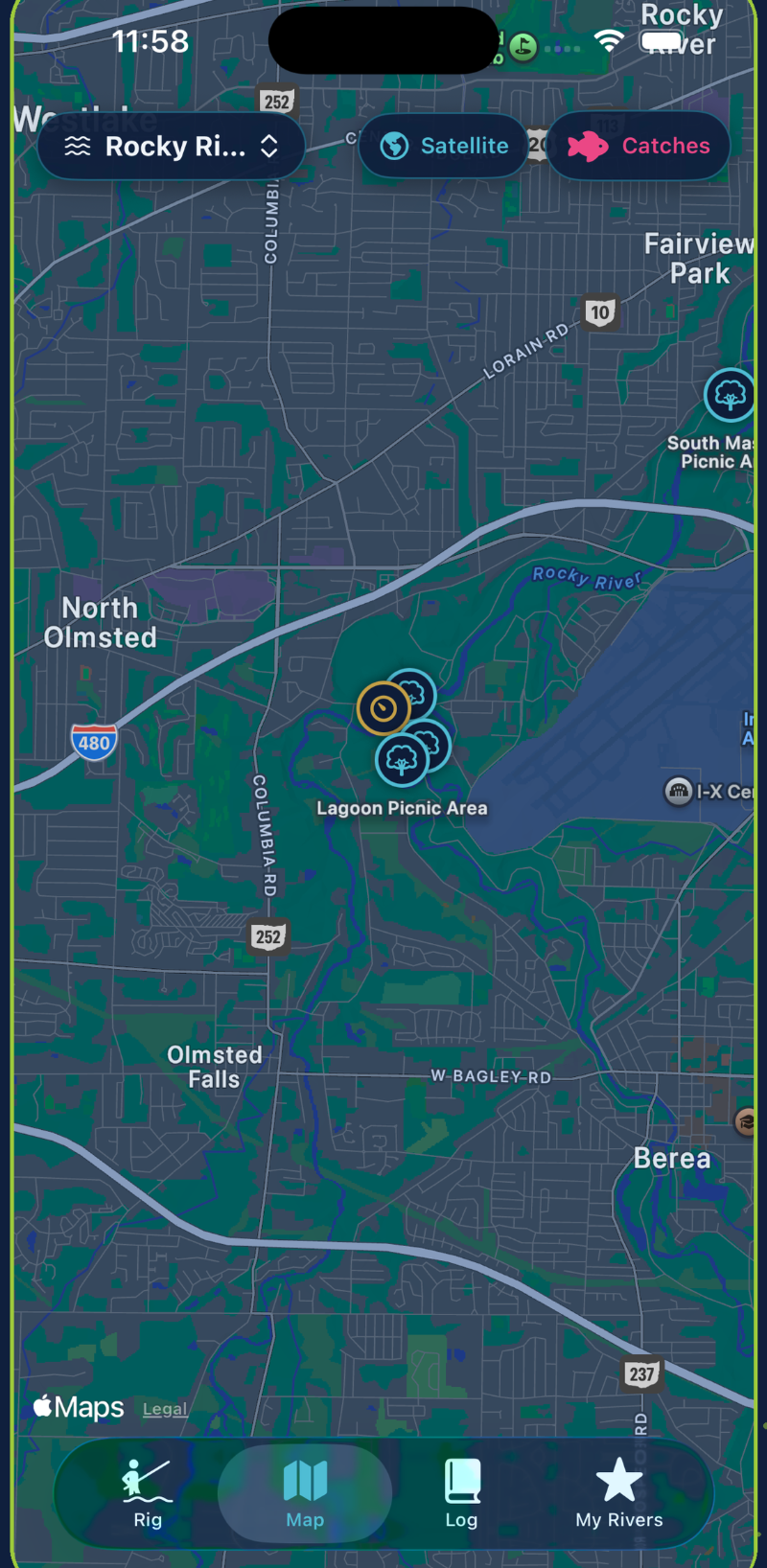 DriftLogic river map with verified access points