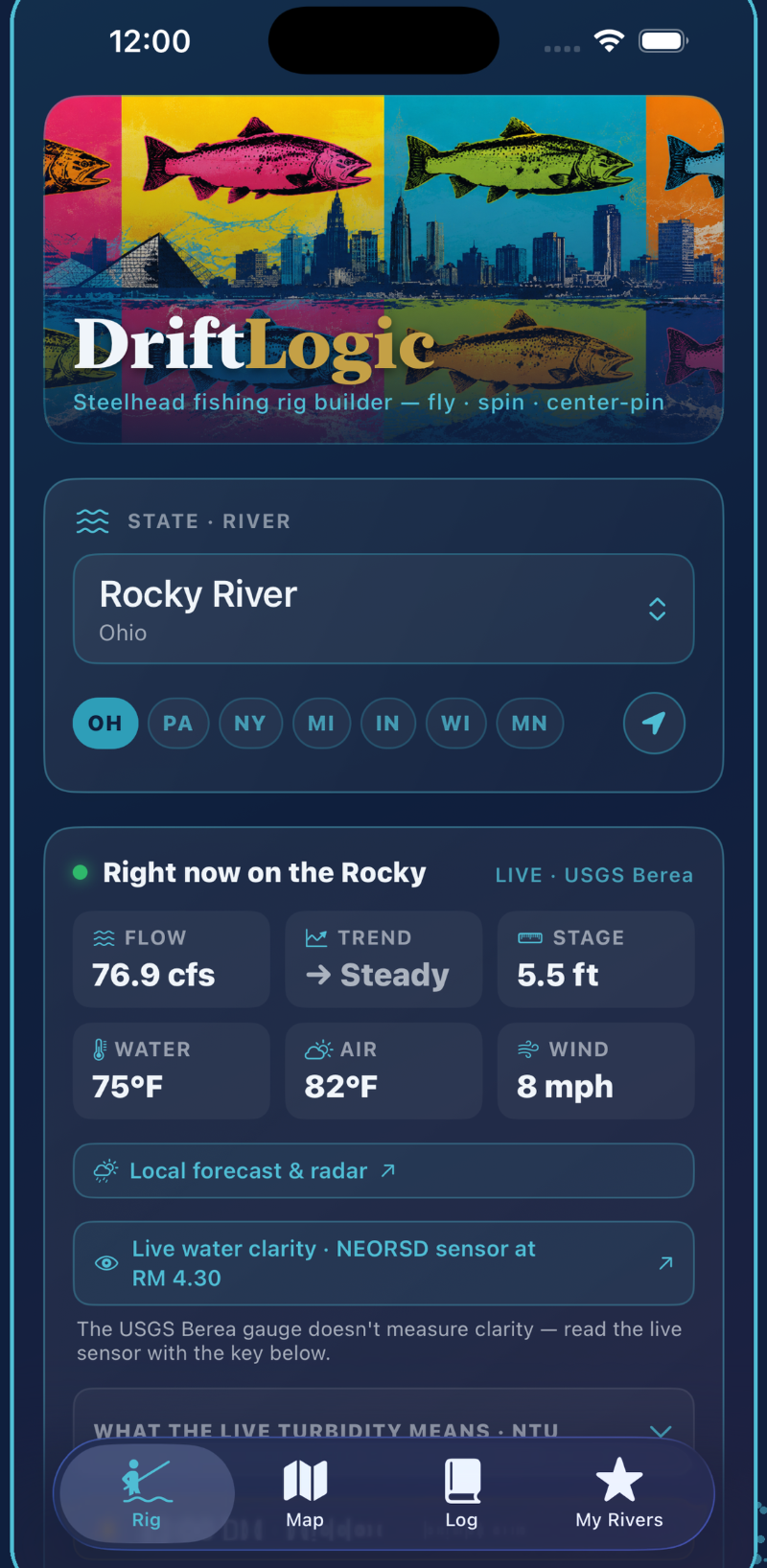 DriftLogic live rig builder screen