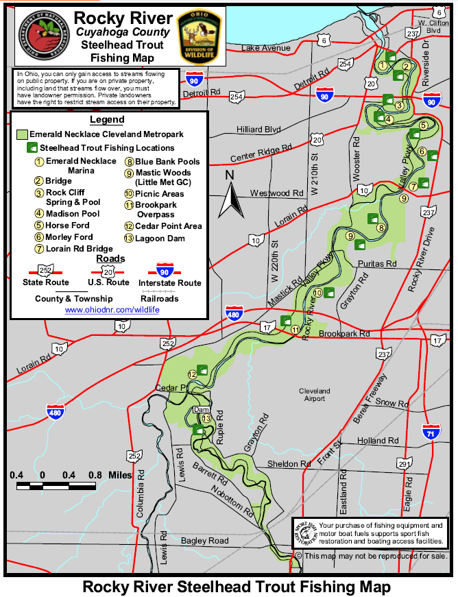Rocky River steelhead fishing map